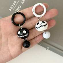 3PCS Halloween 3D Skull Keychain Resin Bell Prank Funny Skull Bag Pendant Accessory Holiday Party Gift - Multicolor - View 5