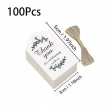 50/100/200/500个牛皮纸礼品标签，配麻绳，感谢标签，适用于婚礼、新娘送礼会、生日、派对、婚礼回礼、感恩节或其他特殊场合，礼品标签，礼盒标签，感谢卡，吊牌 - 彩色 - 查看 17