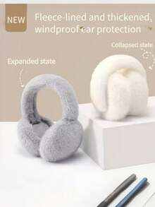 2pcs Winter Ear Warmers, Thickened Plush Ear Muffs - Foldable & Storable Warm Cute Windproof Ear Covers, Suitable For Men And Women - Multicolor - View 5