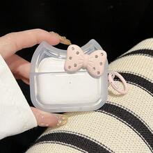 Cute Cat Ear Bow Apple Pro 3/1/2/3/4 & Pro/Pro 2 Bluetooth Earphone Protective Case Pink Cat Ear + Pink Button - Baby Pink - View 8