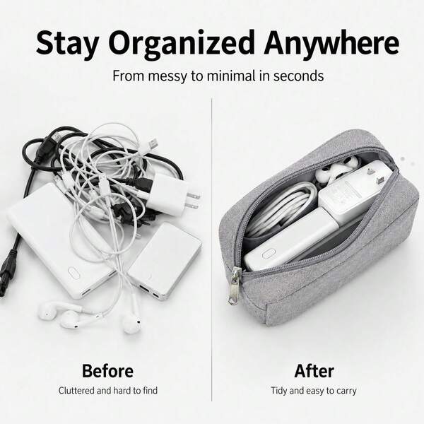 2026 New Casual Multi-Function Digital Storage Bag, Large Capacity Hard Drive, Power Bank And Power Cable Organizer