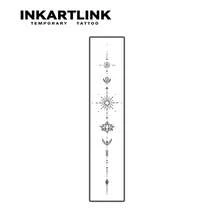 INKARTLINK 1PC Simple Zen Pattern Spine Tattoo Back Decorative Sticker, Temporary Waterproof Body Art Tattoo Sticker, Lasts 1-2 Weeks, Plant Tattoo Juice Tattoo, Suitable As A Gift For Girls, Essential For People, Essential Decoration For Parties - Black - View 3