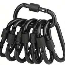 1/3/5/10pcs Black D-Ring Tactical Lanyard With Threaded Lock Design, Equipped With Quick Release Aluminum Hook, Suitable For Camping, Hiking, Fishing And Other Outdoor Activities, Also Can Be Used As Backpack Clip Or Keychain - Black - View 6