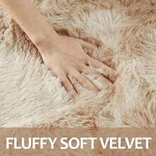 1pc, Tie Dye Pink/Camel/Light Gray Plush Rug Fluffy Area Rug, High Quality Cute Comfortable Warm Plush Area Rug, Interior Decorative Rug, Long Path Rug For Dining Room, Kitchen, Hallway, Bedside, Bedroom And Living Room - Camel - View 4