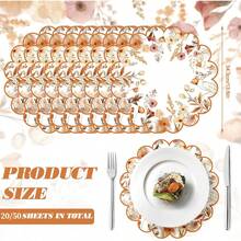 20/50Pcs 13.5 Inch Orange Autumn Harvest Floral Border Placemats, Disposable Tea Party Placemats, Suitable For Table Setting, Event Party, Wedding, Wedding Banquet, Birthday Decoration - View 3