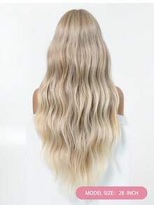 Peluca larga y voluminosa de 28 pulgadas en rosa empolvado, con cabello ondulado y rizado en capas fluidas, raya central natural, cabello sintético suave y sin frizz, gorra suave y flexible, adecuada para actualización de peinado, discoteca, estilo hip-hop, peluca extra larga popular y romántica para mujeres - Dorado - Ver 6