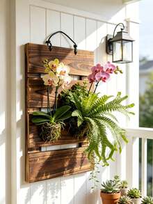 Deer Antler Fern Installation Board, Wooden Wall Flower Pot Hanging Plant Bracket Suitable For Vertical Plants, Orchids, Succulents (Rectangular) - Multicolor - View 7