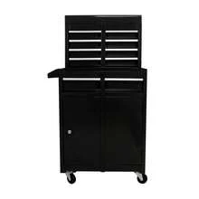Heavy Duty Metal Tool Chest, 5-Drawer Rolling Cabinet With Lockable Wheels, Ball Bearing Slides 15Kg Capacity, Detachable Top, Hanging Panel, For Garage Workshop Auto Repair, Black-XY354994 - 1 - View 4
