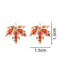 1 Pair Elegant Maple Leaf Design Cubic Zirconia Stud Earrings For Women, Casual Gift Design - Multicolor - View 11