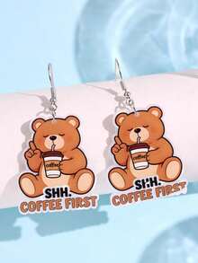 1 Pair Creative Y2K Bear Coffee Colorful Acrylic Earrings, Women's Holiday Gift Jewelry - Multicolor - View 6