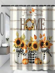 1/4pcs Thanksgiving Harvest Pumpkin Shower Curtain Set, With 12 Hooks Waterproof Polyester Bath Curtain, Bathroom Curtain, Privacy, Thickened, Durable Quick Dry, 180*180cm Size - A - View 15