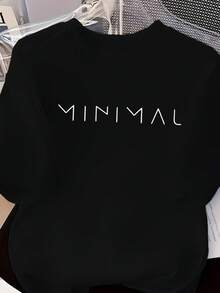 Herbst Outfit, Women's Summer Short-Sleeved T-Shirt, 100% Cotton, Letter Print Design, Fast Local Delivery. - Black - View 1