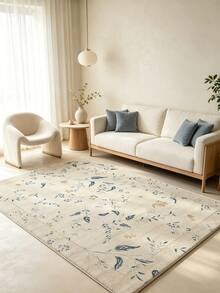 1pc Beige Floral Living Room Rug, Suitable For Kitchen, Dining Room, Bedroom, Room Holiday Decor, Indoor/Outdoor, Office, Lobby, Anti-Slip Doormat, Bathroom Rug, Hallway, Study Gaming Area Rug - Beige - View 5