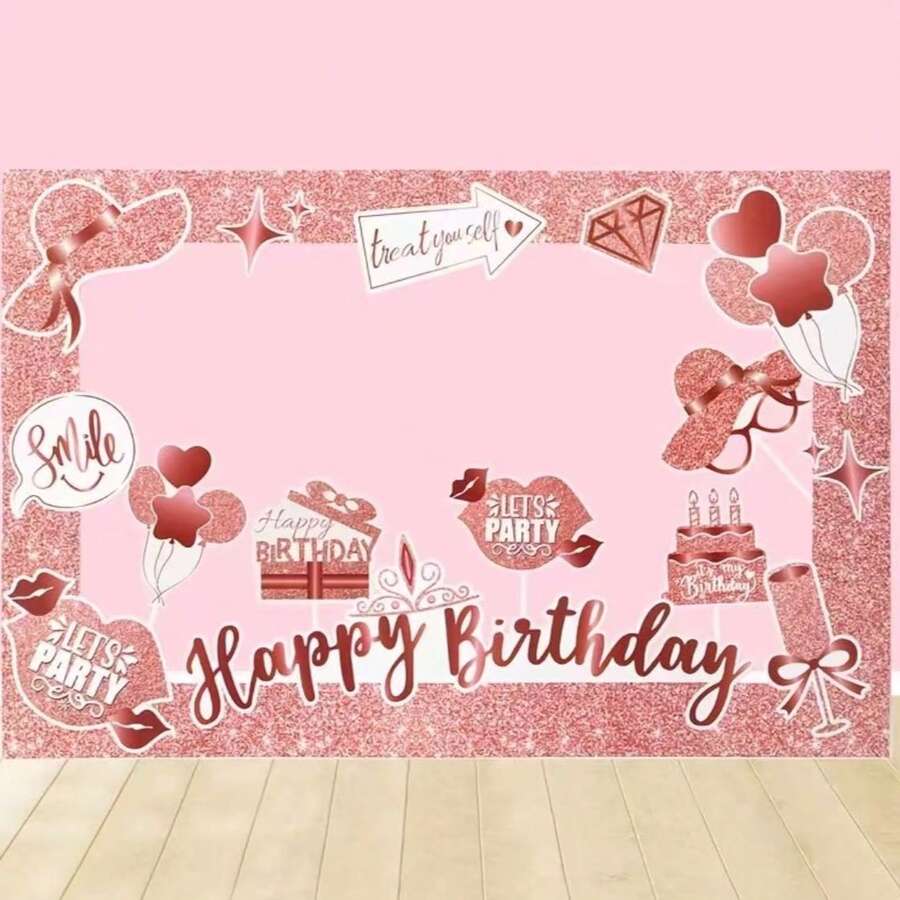 Rose Gold Party Photo Frame Selfie Frame And Props, Suitable For Party Decorations And Gifts - Multicolor - View 1