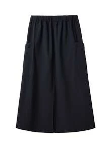 Women's Outdoor A-Line Midi Skirt, Spring Quick-Dry, Loose Fit Slimming, High Elasticity Commute Work Skirt - Phantom Black - View 4