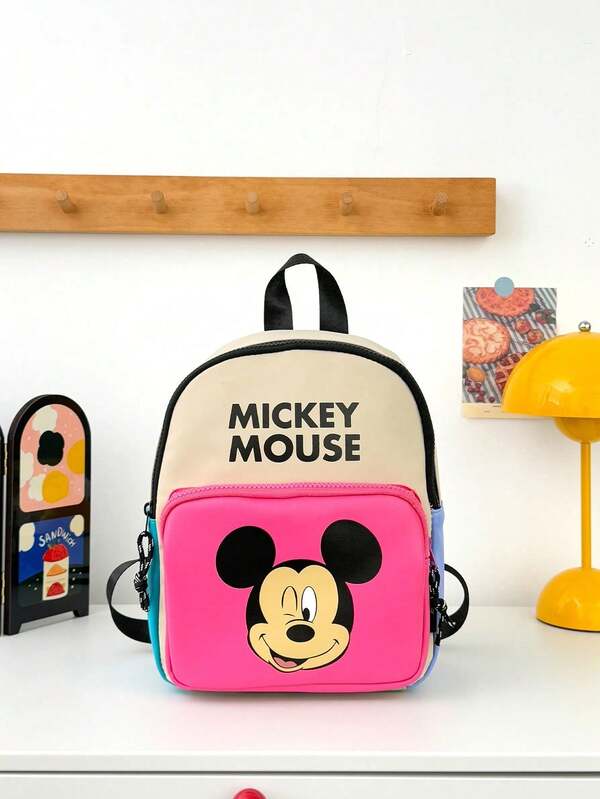 Disney 1 buah Tas Ransel Motif Huruf Mickey Mouse, Tas Sekolah Warna Kontras, Tas Ransel Kasual Multi-Saku, Tas Buku Ringan, Tas Olahraga Luar Ruangan, Cocok Untuk Anak Perempuan/Pelajar/Remaja/Anak Muda/Penggemar, Ideal Untuk Kembali ke Sekolah/Jalan-jalan Sehari-hari/Belanja!