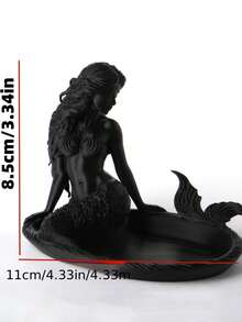 1pc Mermaid Jewelry Tray, Decorative Storage, Desktop Organizer, Mermaid Sculpture, Shell-Shaped Dish, Suitable For Rings, Necklaces, Jewelry Storage, Holiday Decoration, Decorative Ornament, Home Decor, Dorm Storage, Back To School, Halloween, Christmas - Multicolor - View 3