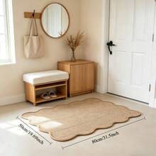 1 pieza Alfombra de borde de nube de sisal sintético, alfombra decorativa para el hogar, color madera natural, antideslizante y lavable a máquina, adecuada para alfombra decorativa, decoración de dormitorio, alfombra pequeña para sala de estar, alfombra de entrada, alfombra lavable - Camel - Ver 2