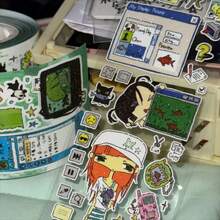 35cm/Loop 可愛 Y2K 復古 Dreamcore 網紅金魚亮片 PET 壓切貼紙，DIY 黏貼卡、手帳、剪貼簿、照片卡素材 - 黑色 - 查看 6