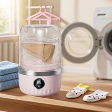 Akane Portable USB Rechargeable Mini Washing Machine, Built-In 2 X 1200mAh Batteries, Suitable For Travel Laundry, Specifically For Washing Underwear, Panties, Socks, Tea Cloths, Small Towels, With LED Display, One-Touch Operation, Space-Saving Design, Suitable For Dorms, RVs, Bathrooms, Vertical Storage, Dorm Essential, Lightweight And Durable Plastic Material, Compact Cleaning Solution, Suitable For Dorms - Multicolor - View 6