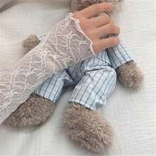1Pair Y2K Ballet Style Lace Arm Sleeves, DIY Tie Design Ruffle Bow Lolita UV Protection Cuffs, Sweet JK Style For Daily Cosplay Party Matching - A Pair Of White Shoes With a Bow - View 9