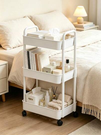 3/4/5-Tier Movable Storage Rack, Home Floor Trolley, Kitchen Multi-Layer Cart, Bathroom Storage Cart, Bedroom Snack Storage Rack, Bookshelf, Home Decor, Living Room Storage, Suitable For Living Room, Kitchen, Bedroom, Bathroom