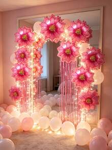 6 Peças Decorações de Cortina com Borlas de Girassol Dourado/Rosa/Vermelho/Roxo - Bola de Folha de Girassol de 21,5 Polegadas com Borla de 2m, Suprimentos de Festa de Luxo, Perfeito para Decoração de Festa de Aniversário, Festa de Princesa, Casamento, Ação de Graças, Dia dos Namorados, Eventos de Despedida de Solteira. - Cortina de chuva de flores - Visão 5
