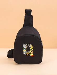 1PC Toddler A-Z Tool Letter Print Chest Bag, Adjustable Shoulder Strap Comfortable Crossbody Bag, Suitable For Toddlers Daily School, Outings And Casual Wear - Black - View 34