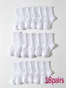 6/12/18/24 Pairs Kids White Sports Socks, Simple Versatile Mesh Short Socks, Spring/Autumn/All-Season Sports Socks For Students, First Day Of School - White - View 15