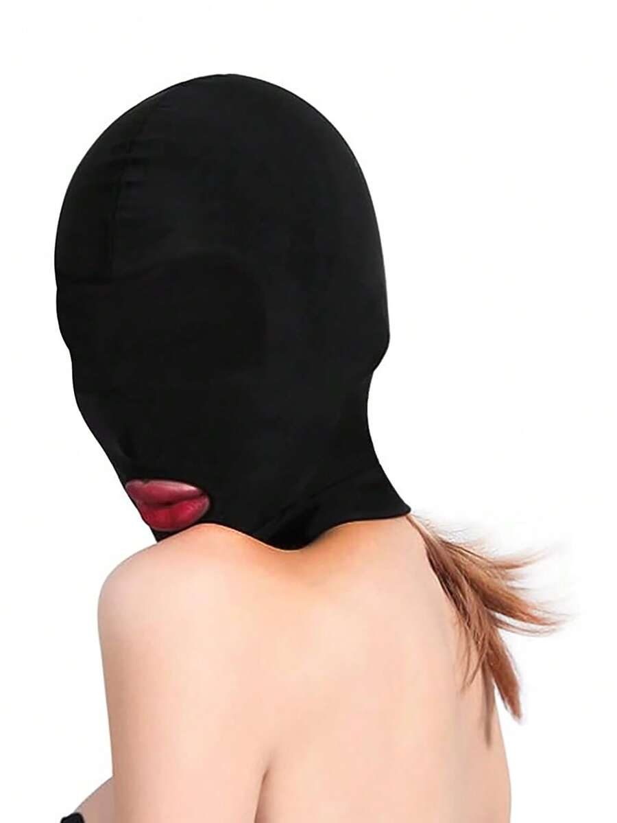 2pcs Sexy Unisex Full Face Open Mask Half Face Blindfold Actor Role Play Fetish Mask Halloween Cosplay Costume, Unisex - Multicolor - View 1