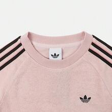 Adidas Originals Striped Logo Crew Neck Slim Fit Cropped T-Shirt Women's Pink - Pink - View 5