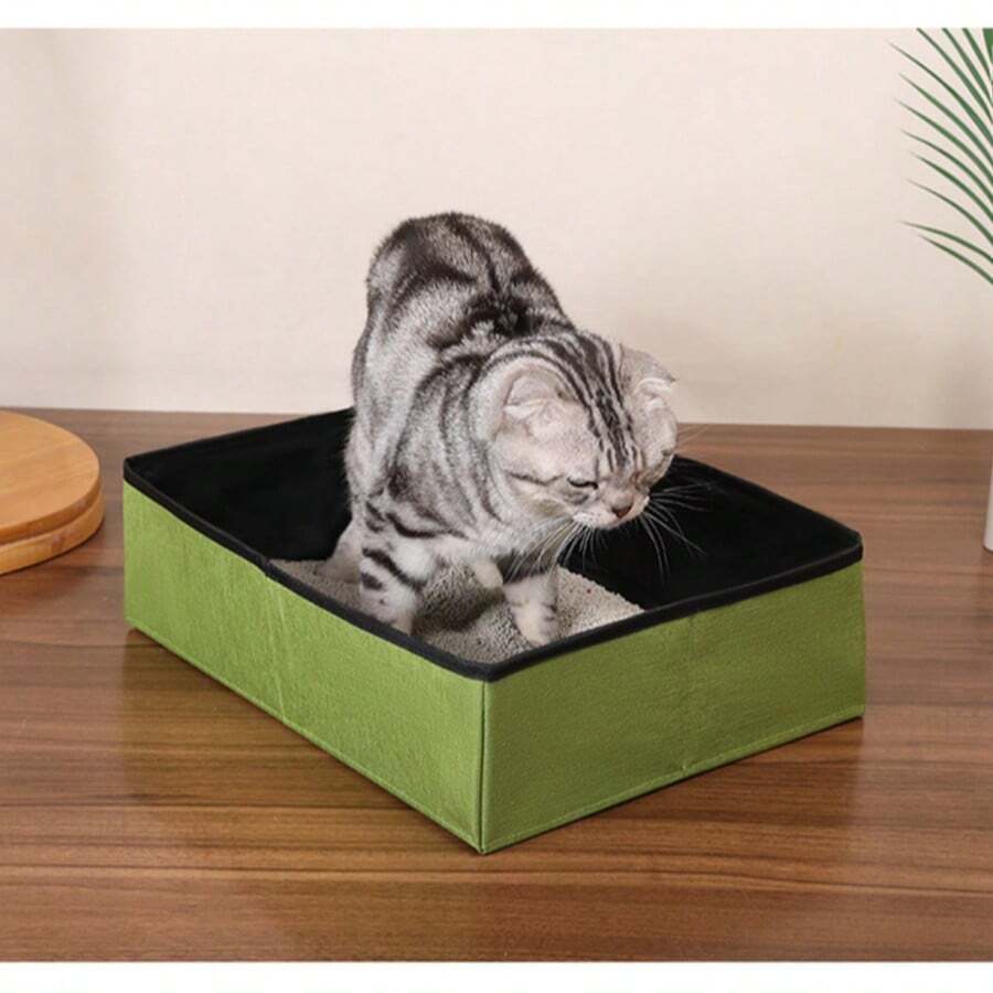 1PC Travel Foldable Waterproof Portable Cat Litter Box, Car & Outdoor Collapsible Cat Toilet - one-size - View 1