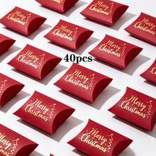 20/40pcs Christmas Gold Foil Pillow Boxes, Merry Christmas Gift Boxes, Suitable For Christmas Eve Small Gift Packaging, Suitable For Halloween, Christmas, Birthday Parties And Other Gift Packaging - View 11
