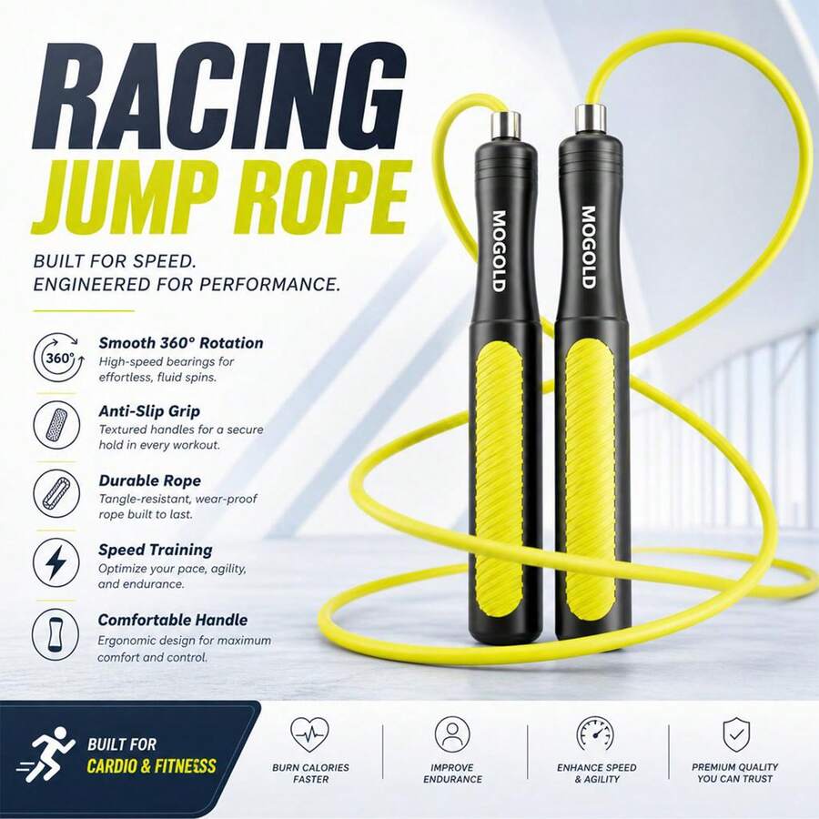 MOGOLD Professional Fitness Speed Jump Rope With Bearings, Adult Fat Burning Indoor Aerobic Workout Equipment - T105 - View 1