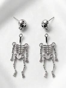 1pc European & American Popular Halloween Funny Creative Personalized Exaggerated Skeleton Frame Earrings Studs - Multicolor - View 5