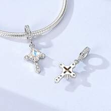 1pc Multi-Element Series Natural Gothic Dragonfly Mushroom Skeleton Heart Key Angel Wings Charm, Suitable For European DIY Snake Bracelet Necklace, Daily Commute Layering, Halloween Dark Style, Niche Subculture, Halloween Outfit, Sweet Girl Style Bracelet Accessory - Silver - View 6