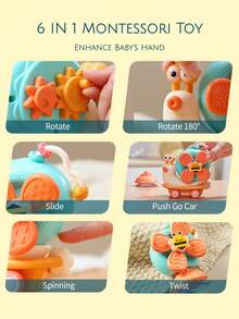 5-In-1 Snail Rotating Toy Set, Windmill Rotating Feeding Station, Rattle, Bath Toy And Friction Car Combination, Soothing Sensory Toy, Suitable For Infants, Toddlers, Tummy Time Toy, Tabletop Toy, Bath Toy, Children's Toy, Unisex, Newborn Gift, Sensory Toy - Multicolor - View 4