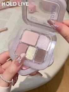 HOLD LIVE Cloud Veil 5-Color Eyeshadow Palette Blue H04 Cool Atmosphere Low Saturation Grey Pink - H04 Merah Muda Pudar - View 2
