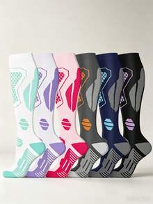 1/3/6 Pasang Kaus Kaki Kompresi Elastis untuk Pria dan Wanita, Meredakan Pembengkakan untuk Kehamilan, Maraton, Varises, dan Mendaki Gunung - MultiWarna - View 7