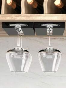 Under Cabinet Wine Glass Rack, No-Drill Under Cabinet Wine Glass Storage Rack, Stemware Rack, Wine Glass Stemware Draining Rack, Glassware Drying Rack, Suitable For Kitchen, Bar And Restaurant - Black - View 8