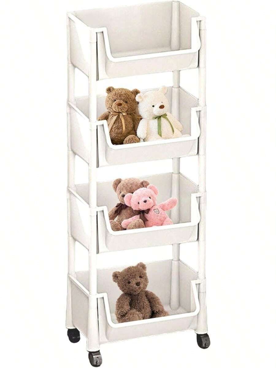 4 Tier Rolling Utility Cart Organizer - Mobile Storage Shelf With Lockable Caster Wheels, Stable And Sturdy Rolling Storage Carts, Multifunctional Utility Cart, For Kitchen Dining Room Living Room - 4th Floor - View 1