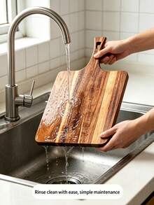 1pc Acacia Wood Cutting Board With Handle, Chopping Board, Kitchen Utensil, Can Cut Vegetables, Meat, Fruit, Bread Board, Cheese Board, Can Be Used As Cold Platter, Appetizer Preparation, Outdoor Camping Board, Perfect For Home Decor, Kitchen Accessories, Kitchen Utensils, Kitchen Cutting Board, Easy To Clean, Ideal Gift For Housewarming, New Year, Mother's Day, Cooking Enthusiasts - View 7