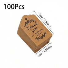 50/100/200/500个牛皮纸礼品标签，配麻绳，感谢标签，适用于婚礼、新娘送礼会、生日、派对、婚礼回礼、感恩节或其他特殊场合，礼品标签，礼盒标签，感谢卡，吊牌 - 彩色 - 查看 12
