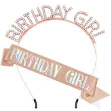 生日肩帶與皇冠髮箍套裝 - 生日快樂配件，適合女性 - 彩色 - 查看 24