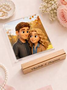Marco de fotos de dibujos animados personalizado, soporte de exhibición de fotos con base de madera personalizada, viene con base de madera natural, estilo de dibujos animados. Adecuado para dormitorio - sala de conferencias - escritorio de oficina - mesa de noche - sala de estar - estante de exhibición - estantería y otras escenas. Regalo perfecto para familia - parejas - amigos - colegas - maestros - padres - madres - cumpleaños - Navidad - Día de San Valentín - graduación - regalos inspiradores y reflexivos. - Multicolor - Ver 10