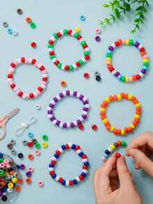 200 Stück zufällig gemischte mehrfarbige runde Acrylperlen mit großem Loch, Spacer-Perlen für DIY-Armbänder, Halsketten, Schlüsselanhänger, Schmuckherstellung - A - Übersicht 5