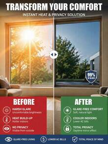 One-Way Mirror Privacy Window Film, Self-Adhesive Heat Insulation Sun Protection UV Protection, Suitable For Home Office Bathroom Glass Door - 1PC - View 4