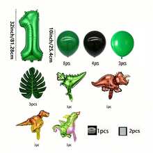 26 Green Number Balloons, Assorted Dinosaur Shaped Balloons, Suitable For Birthday Party, Wedding And Engagement, Gender Reveal, Baptism And Christening, Back To School, Carnival, Thanksgiving, Christmas - View 2