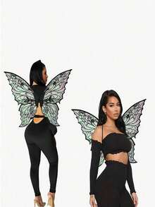 1pc Four-Leaf Gold Foil Butterfly Wings Prop Suitable For All Kinds Of Holiday Dress Up Party Bar Cosplay Halloween Wings - Multicolor - View 3