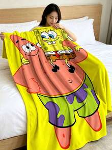 SpongeBob SquarePants SquarePants Flannel Throw Blanket, Made Of Lightweight Ultra-Soft Skin-Friendly Fleece. Wrinkle-Resistant And Washable Fabric Retains Vivid Patterns, Serving As Warm Decorative Cover For Sofas, Beds And Office Rest Spaces. - Multiple Styles - View 6